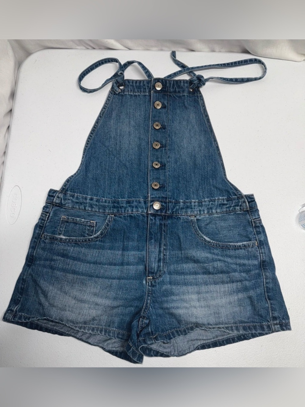 American Eagle Outfitters Blue Denim Short Overalls size small